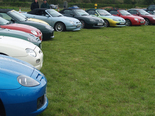 A selection of cars in the MGF Register car park at the Abingdon Country Show.