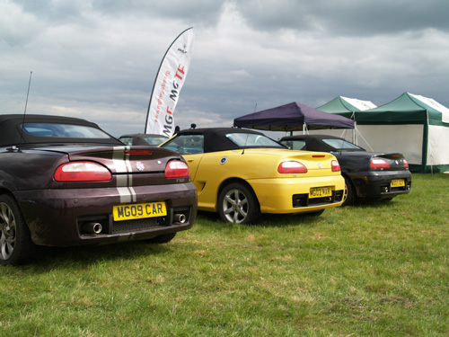 Our cars in the MGF Register car park at the Abingdon Country Show.